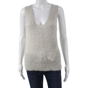 D. Exterior Womens Sweater Vest Gray V Neck Sleeveless Wool Blend Size S